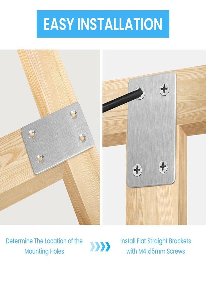 Serplex® 20Pcs Furniture Mounting Plates with Screws, 1.3mm Thickness Stainless Steel Metal Straight Brace Mending Plates Fixing Corner Brace for Furniture, Wood, Shelves, Cabinet, 2.4inch x 1.5 inch - Image 3